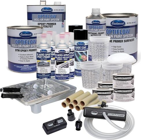 Eastwood OptiFlow Roll-On Ultimate Epoxy and Urethane Primer Paint with DSB Dustless Block Sanding Kit | Gray in Kuwait