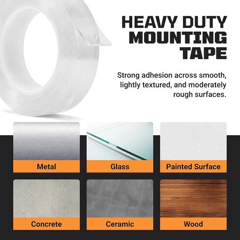 TOOLTROOPERS Wall-Safe Double-Sided Mounting Tape - Heavy-Duty 2-Sided Adhesive Tape - Damage-Free Removal, No Residue - Easy-Peel Liner for Home, Office, DIY, Posters & Signs – 16.4 ft Roll (Clear) in Kuwait