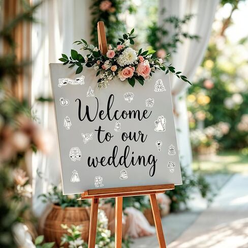 Whaline 294Pcs Wedding Stickers Seal Decals Black Beige Groom and Bride Cupid Flower Adhesive Labels for Wedding Bridal Shower Party Favor Supplies, 18 Sheets in Kuwait