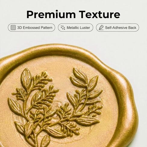 72Pcs Wax Seal Stickers, Wedding Invitation Envelope Seal Stickers Adhesive Backed Light Gold for Wedding, Mother's Day, Gift Wrapping (4 Leaf Styles) in Kuwait