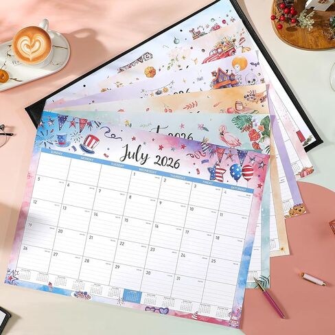 Desk Calendar 2026-2027 - Large Desk Calendar from July 2026 to December 2027, 22''x17'',18 Monthly Desk/Wall Calendar, Desk Calendars 2026-2027 Large Space for Writing with Protect Corner in Kuwait