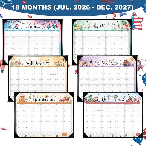 Desk Calendar 2026-2027 - Large Desk Calendar from July 2026 to December 2027, 22''x17'',18 Monthly Desk/Wall Calendar, Desk Calendars 2026-2027 Large Space for Writing with Protect Corner in Kuwait