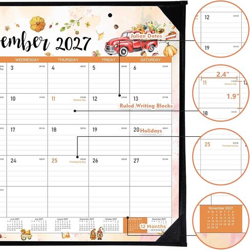 Desk Calendar 2026-2027 - Large Desk Calendar from July 2026 to December 2027, 22''x17'',18 Monthly Desk/Wall Calendar, Desk Calendars 2026-2027 Large Space for Writing with Protect Corner in Kuwait