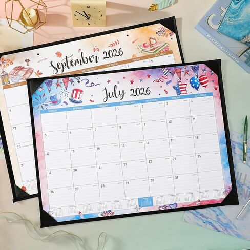 Desk Calendar 2026-2027 - Large Desk Calendar from July 2026 to December 2027, 22''x17'',18 Monthly Desk/Wall Calendar, Desk Calendars 2026-2027 Large Space for Writing with Protect Corner in Kuwait