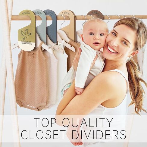 Baby Closet Dividers - Set of 8 Wooden Double-Sided Baby Clothes Organizer from Newborn to Toddler for Daily Gender-Neutral Baby Nursery Decor in Saudi Arabia