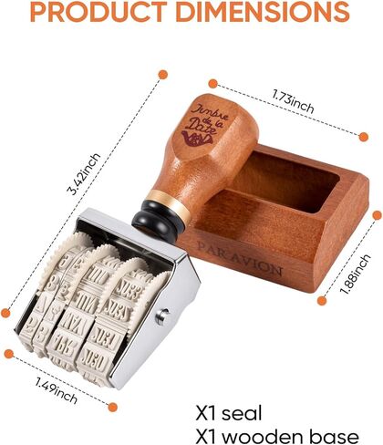 Roller Date Stamp, DIY Day Month Year Stamper for 2026-2037, Natural Wood Color Roller Stamp for Library, Scrapbooking, Crafting and Daily Marking in Kuwait