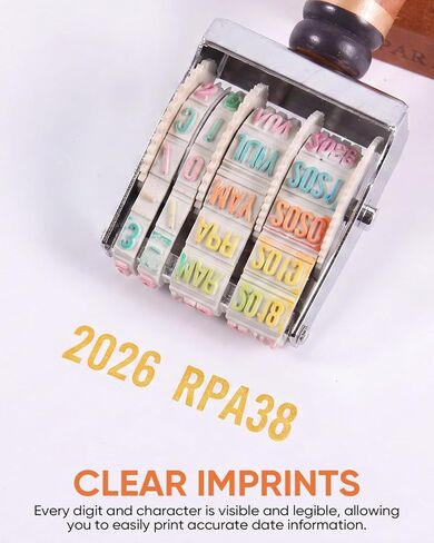 Roller Date Stamp, DIY Day Month Year Stamper for 2026-2037, Natural Wood Color Roller Stamp for Library, Scrapbooking, Crafting and Daily Marking in Kuwait