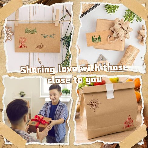 Marspark 30 Pcs Map Stamps Mountain Tree Wooden Rubber Stamp with 6 Colors Ink Pads Set Vintage Compass Outdoor Scenery Stamps for Journaling Card Making DIY Scrapbooking Supplies Crafting in Kuwait
