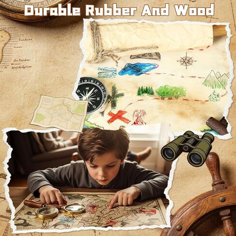 Marspark 30 Pcs Map Stamps Mountain Tree Wooden Rubber Stamp with 6 Colors Ink Pads Set Vintage Compass Outdoor Scenery Stamps for Journaling Card Making DIY Scrapbooking Supplies Crafting in Kuwait