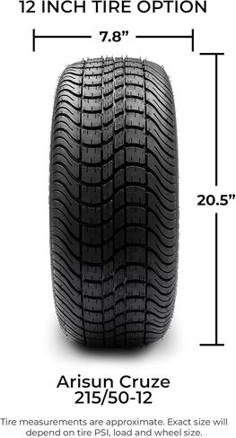MODZ® Ambush Glossy Black 12" Golf Cart Wheels and Arisun Cruze (215/50-12) DOT Low Profile Golf Cart Tires Combo - Set of 4 in Saudi Arabia