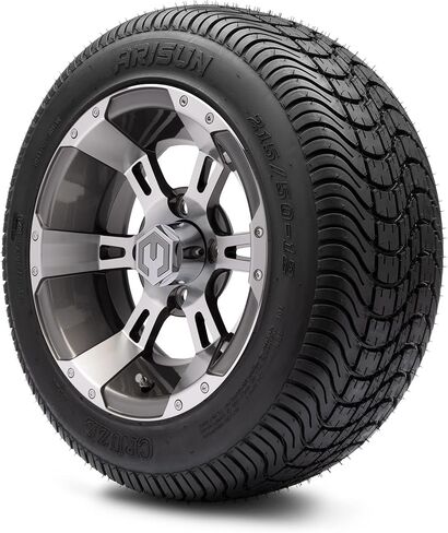 MODZ® Ambush Glossy Black 12" Golf Cart Wheels and Arisun Cruze (215/50-12) DOT Low Profile Golf Cart Tires Combo - Set of 4 in Saudi Arabia