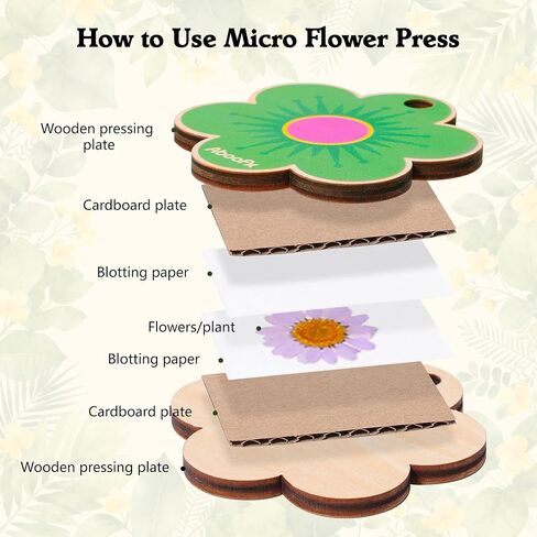 Aboofx Mini Flower Press 3" x 3", Pocket Flower Press Kit for DIY Crafts, Journaling and Gift for Nature Lovers in Kuwait