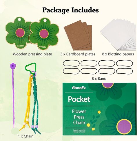 Aboofx Mini Flower Press 3" x 3", Pocket Flower Press Kit for DIY Crafts, Journaling and Gift for Nature Lovers in Kuwait