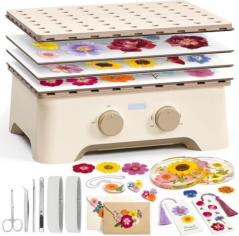 Caydo Electric Flower Press Kit, Fast Drying Flower Drying Machine, Air-Dried and Color Preserving for Arts and Crafts Lover, Preservation Kits for Bookmark Frame in Kuwait