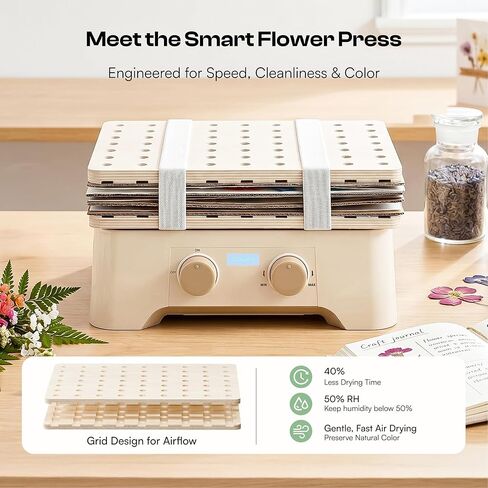 Caydo Electric Flower Press Kit, Fast Drying Flower Drying Machine, Air-Dried and Color Preserving for Arts and Crafts Lover, Preservation Kits for Bookmark Frame in Kuwait