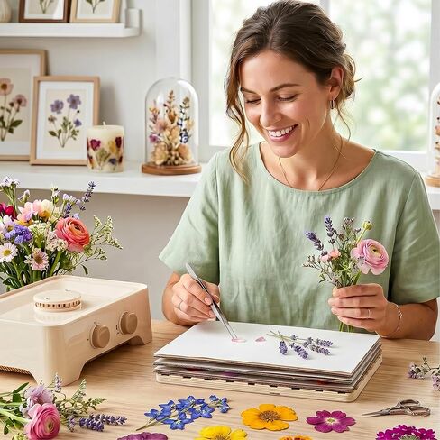 Caydo Electric Flower Press Kit, Fast Drying Flower Drying Machine, Air-Dried and Color Preserving for Arts and Crafts Lover, Preservation Kits for Bookmark Frame in Kuwait