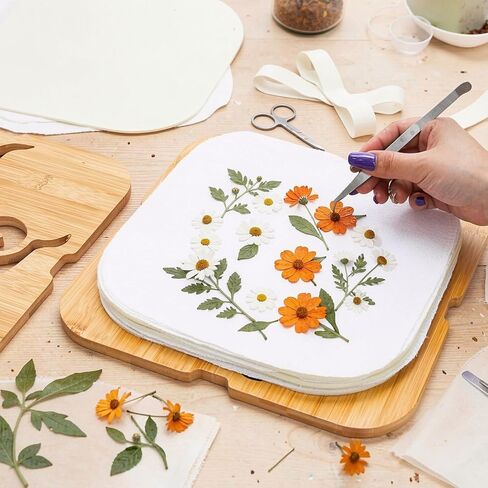 Noamus Extra Large Flower Press Kit, 11" x 11" Bamboo Floral Pressing Tool, 4 Layers Plant Preservation Kit, Dried Leaf Making DIY Set with Storage Bag for Resin Arts, Scrapbooking, Adults and Teens in Kuwait