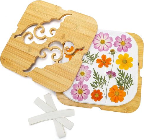 Noamus Extra Large Flower Press Kit, 11" x 11" Bamboo Floral Pressing Tool, 4 Layers Plant Preservation Kit, Dried Leaf Making DIY Set with Storage Bag for Resin Arts, Scrapbooking, Adults and Teens in Kuwait