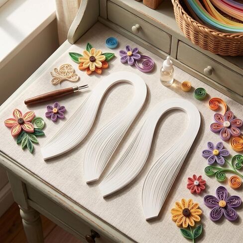 Quilling Strips Paper 600pcs 1/8(3mm) 39cm Length for Craft Work Origami Paper Quilling Strip for Art Hand Craft Christmas for Decorating Cards Gift Bags Picture Frames (Ivory in Kuwait