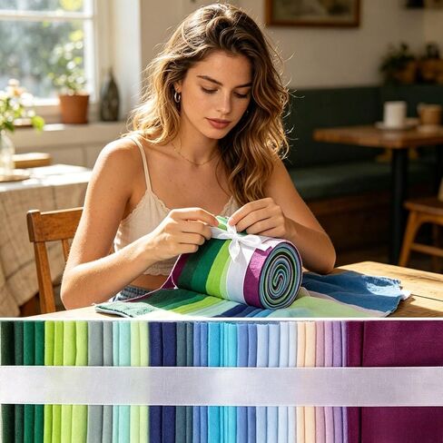 40-Piece Fabric Strips 6.5cm x 50cm(2.5in x 20in) for Adults,Pre-Cut Cotton Quilting Strips with Solid and Gradient Colors for Crafts,DIY Sewing,Home Decor,and Craft Projects in Kuwait