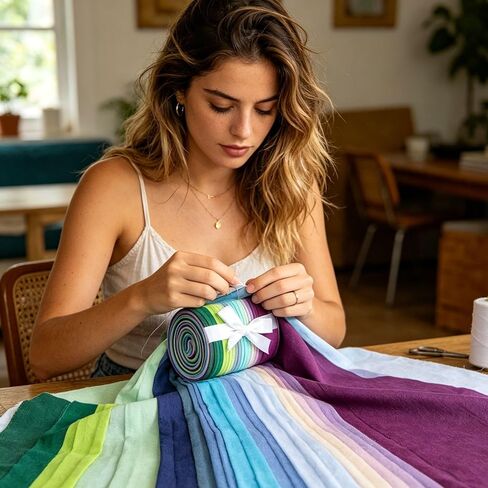 40-Piece Fabric Strips 6.5cm x 50cm(2.5in x 20in) for Adults,Pre-Cut Cotton Quilting Strips with Solid and Gradient Colors for Crafts,DIY Sewing,Home Decor,and Craft Projects in Kuwait