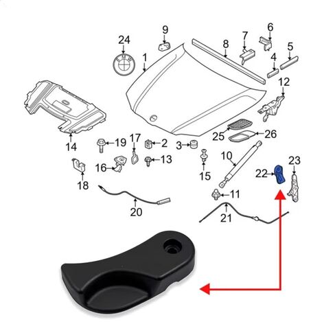 for 1-Series E87 2004 2005 2006 2007 51237058117 Front Trunk Lid Hood Release Handle in Kuwait