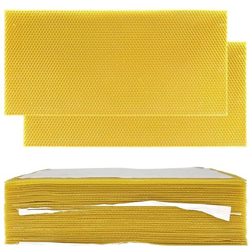 30PCS Natural Beeswax Foundation Sheets for Bee Hive Wired Frames, Multi Purpose Beeswax Sheets for Candle Making, Crafts, Models and DIY Projects in Kuwait