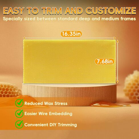30PCS Natural Beeswax Foundation Sheets for Bee Hive Wired Frames, Multi Purpose Beeswax Sheets for Candle Making, Crafts, Models and DIY Projects in Kuwait
