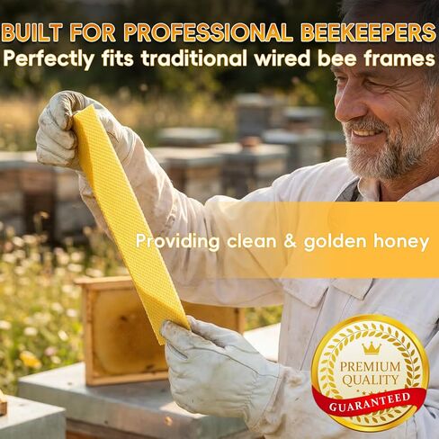 30PCS Natural Beeswax Foundation Sheets for Bee Hive Wired Frames, Multi Purpose Beeswax Sheets for Candle Making, Crafts, Models and DIY Projects in Kuwait