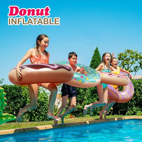 4E's Novelty 4 Pack Donut Pool Floats for Kids & Adults 30" Swim Rings Tubes Floaties for Swimming Pool, Donut Inflatable for Party Decorations Beach Toy, Floating Blow Up Floaties Water Floaty Lake in Kuwait