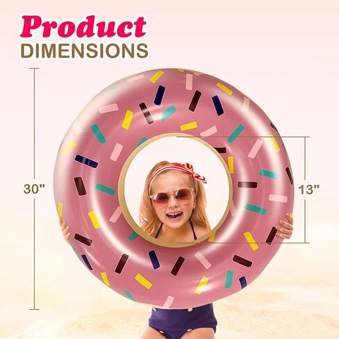 4E's Novelty 4 Pack Donut Pool Floats for Kids & Adults 30" Swim Rings Tubes Floaties for Swimming Pool, Donut Inflatable for Party Decorations Beach Toy, Floating Blow Up Floaties Water Floaty Lake in Kuwait