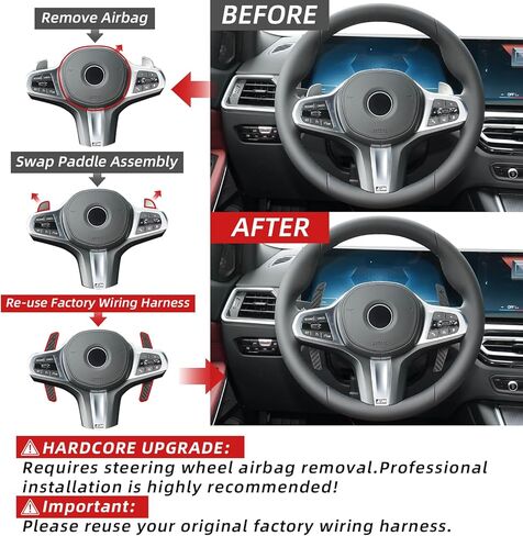 محول مجداف مغناطيسي من ألياف الكربون الحقيقية لسيارة BMW M2 M3 M4 G80 G82 G87 G20 G30 F80 F30 F82 F87 F20 F07 F30 F31 F32 F33 Z4 G29 G22 G23 & Supra 18+، يتضمن زوجان، نقرة F1 واضحة، قاعدة CNC in Kuwait