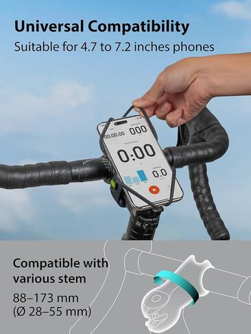 Bone Bike Tie 6 Pro, Bicycle Phone Mount for Stem, Scratch-Free & Shock-Absorbing Silicone MTB Holder with Dual-Strap Protection, Cycling Phone Carrier for iPhone & 4.7"–7.2" Smartphones (Stem) in Saudi Arabia