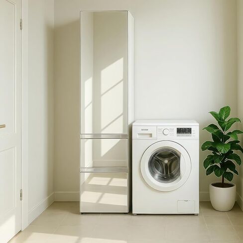 Modular Wood Closet Cabinet with Mirror in White in Kuwait