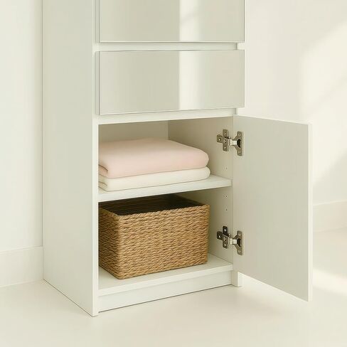 Modular Wood Closet Cabinet with Mirror in White in Kuwait