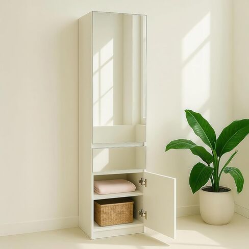Modular Wood Closet Cabinet with Mirror in White in Kuwait