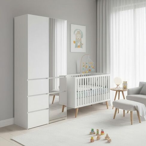 Modular Wood Closet System with Mirror in White in Kuwait