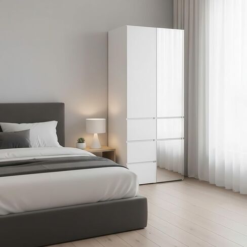 Modular Wood Closet System with Mirror in White in Kuwait