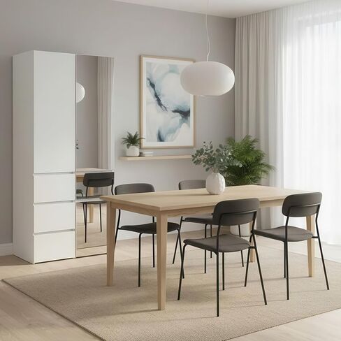 Modular Wood Closet System with Mirror in White in Kuwait