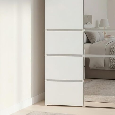 Modular Wood Closet System with Mirror in White in Kuwait