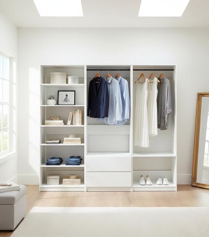 White Freestanding Walk in Wood Closet System in Kuwait