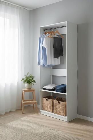 32" White Wood Walk in Closet with One Rod in Kuwait