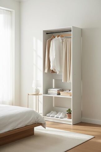 32" White Wood Walk in Closet with One Rod in Kuwait