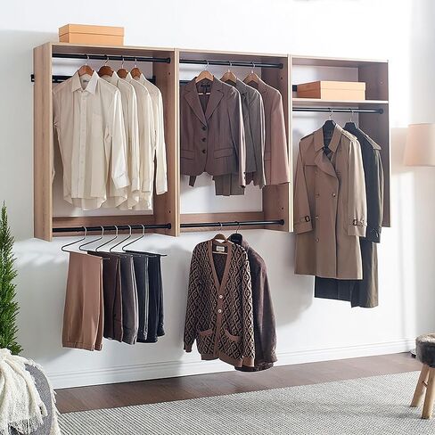 Oak Wall Mounted Wood Closet System in Kuwait