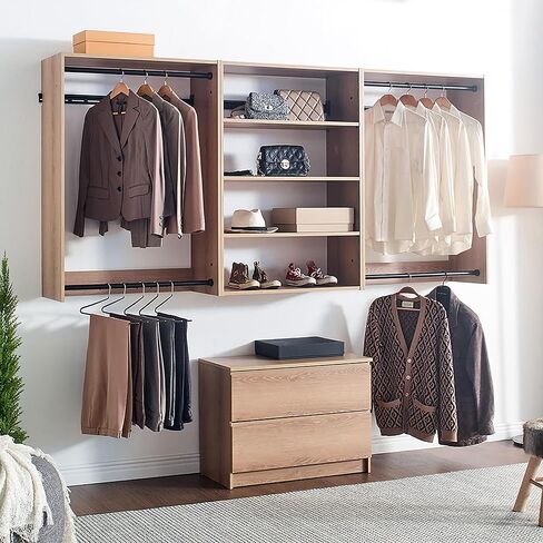 Oak Wall Mounted Wood Closet System in Kuwait