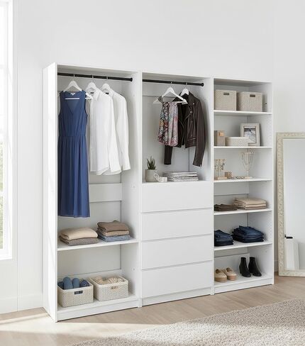 White Freestanding Walk in Wood Closet System in Kuwait
