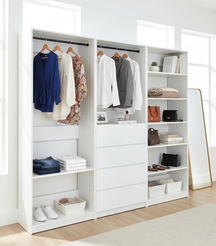 White Freestanding Walk in Wood Closet System in Kuwait