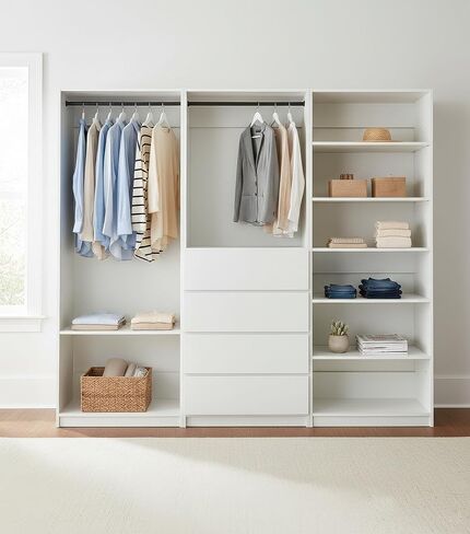 White Freestanding Walk in Wood Closet System in Kuwait