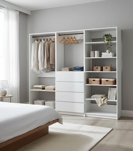 White Freestanding Walk in Wood Closet System in Kuwait