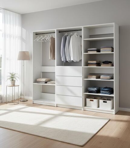 White Freestanding Walk in Wood Closet System in Kuwait